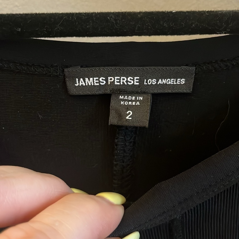 James Perse Dress Elastic Waist 3/4 Sleeves Crewneck JP Size 2 Medium Black - Picture 6 of 10